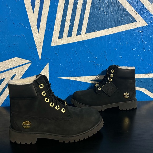 Timberland inch Premium Shearling Waterproof Boot Junior Black Gold